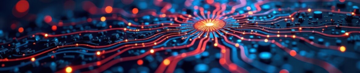 Close-up of intricate circuit board resembling brain structure , geometric, circuit board