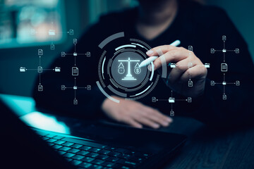 Businessman Hand touch the graph labor law attorney legal business concept internet technology,Planning buy Real Estate, Planning to buy property and Choose the best, financial liabilities concept