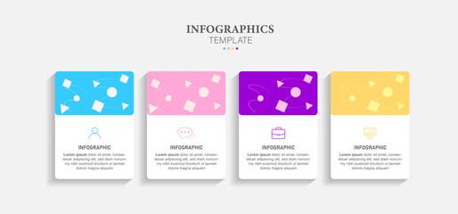 Steps business data visualization timeline process infographic template design with 4 icons