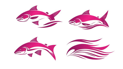 Obraz premium Vibrant Pink Fish Illustrations for Creative Design Projects