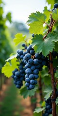 Naklejka premium A cluster of grapes on the vine, ripe and ready for harvest