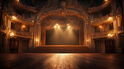 Obraz premium Grand Theatre Stage: A Majestic Empty Stage Awaits the Spotlight