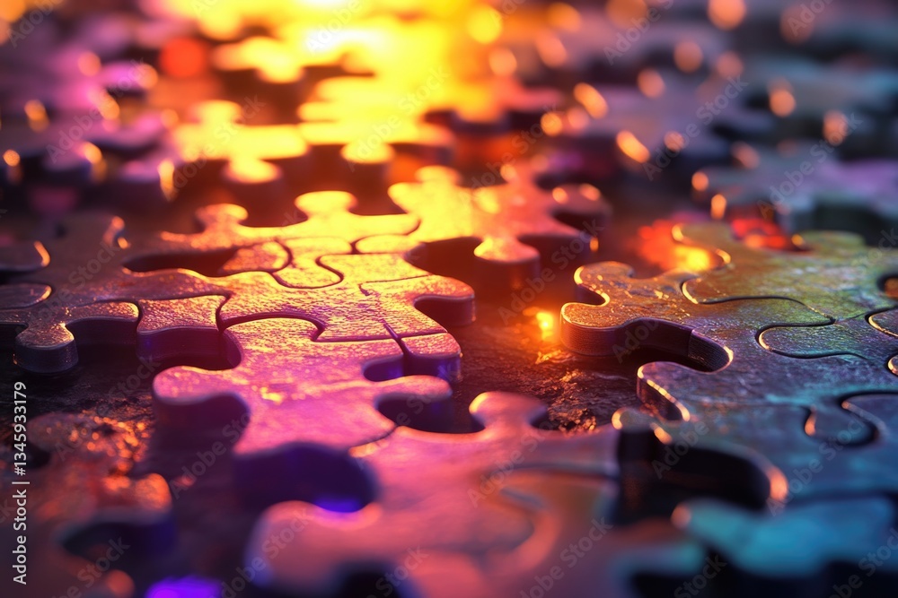 Poster a single puzzle piece on a table, great for use in educational or presentation settings