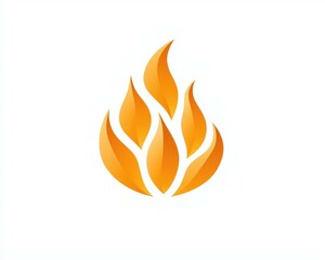 Abstract flames with a vibrant orange hue representing energy, warmth, passion, and transformation on a clean white background for creative design purposes