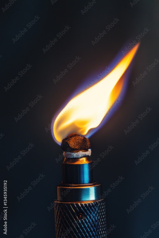 Poster a close-up shot of a lighter sitting on a table, ready for use