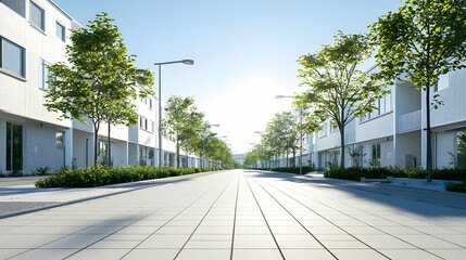 Fototapeta premium Modern Residential Street Perspective View