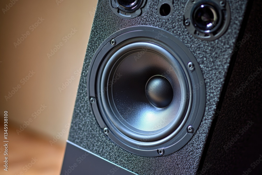 Aufkleber a close-up view of a speaker on a table