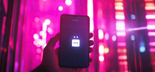 Obraz premium A small robot on a smartphone interacting with digital data. Assistant and Chatbot AI generated image