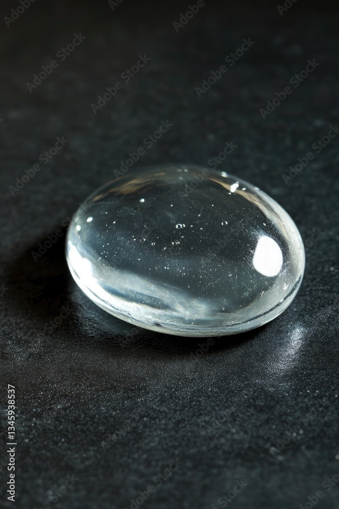 Poster A close-up of a glass object sitting on a table, suitable for use in various settings such as product photography or decorative displays