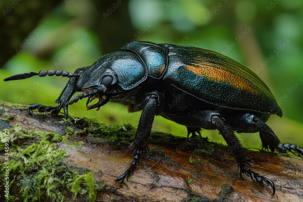 Poster close-up of a beetle sitting on a tree branch