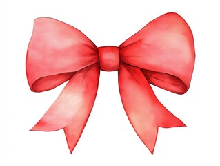 red bow in a watercolor style isolated on a white background. Colored decorative bows for cards, invitations, scrapbooking, and decor
