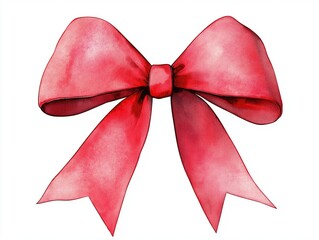 red bow in a watercolor style isolated on a white background. Colored decorative bows for cards, invitations, scrapbooking, and decor