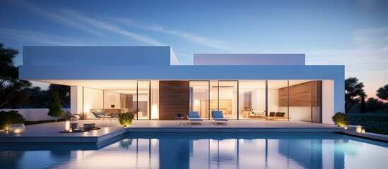 Obraz premium Modern luxury villa with infinity pool