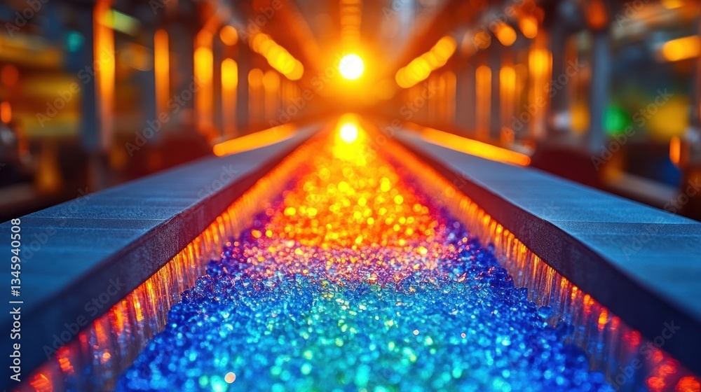 Aufkleber Illuminated pathway with colorful pebbles, creating a vibrant and warm atmosphere.