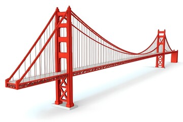 Fototapeta premium 3D Illustration of the San Francisco bridge, with a white background