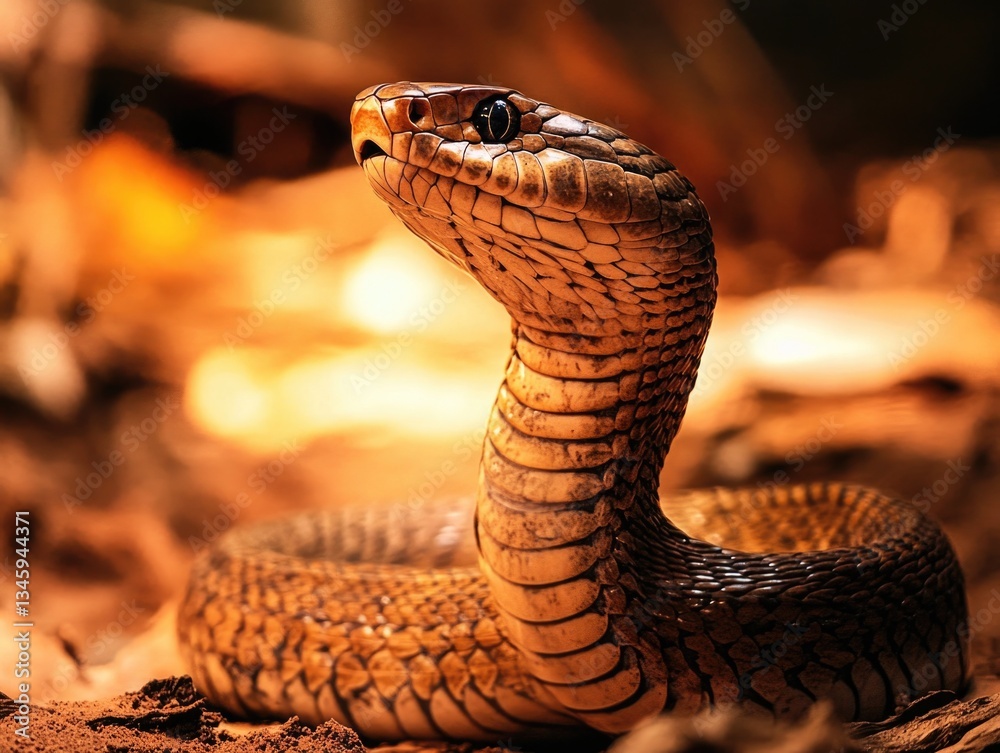 Poster a close-up view of a snake lying on the ground