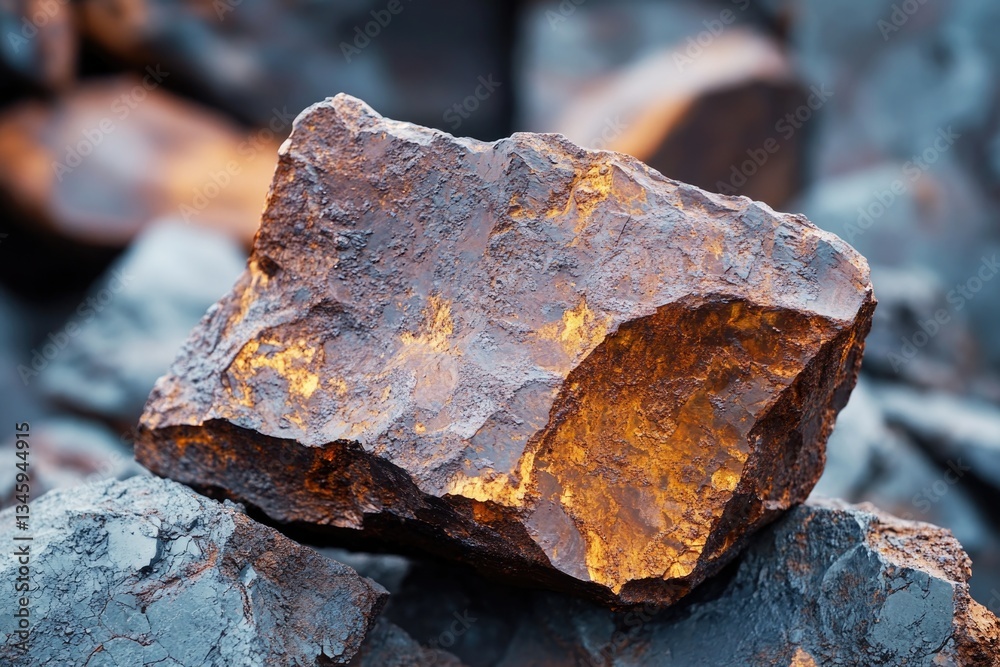 Poster a large rock sits atop a stack of smaller rocks in this outdoor landscape image