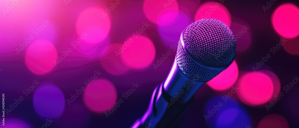 Poster a close-up shot of a microphone with a blurry background