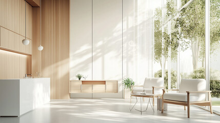Human-Centered Clinic Design: Scandinavian-Inspired Consultation Room with Biophilic Elements & Seamless Tech Integration - Ultra HD Medical Interior Rendering
