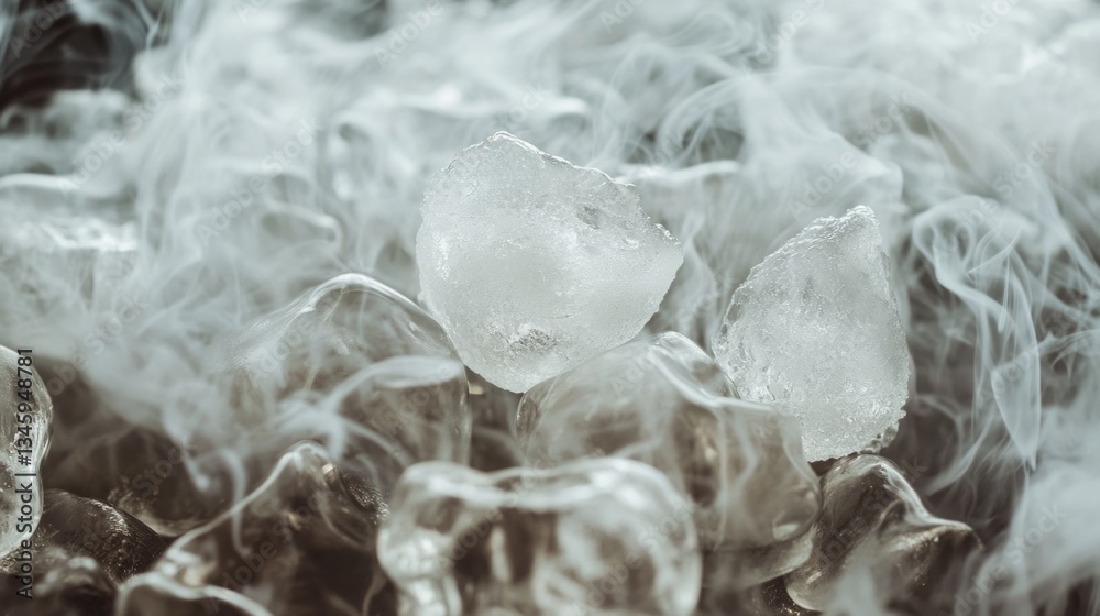 Aufkleber a stack of ice cubes sits atop a larger pile of ice, perfect for use in various winter-themed contex