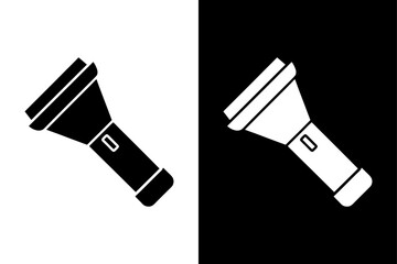 Handheld Torch Icon High-Contrast Vector Illustration