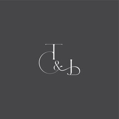 monogram wedding logo concept initial with line TJ luxury curvy style letter
