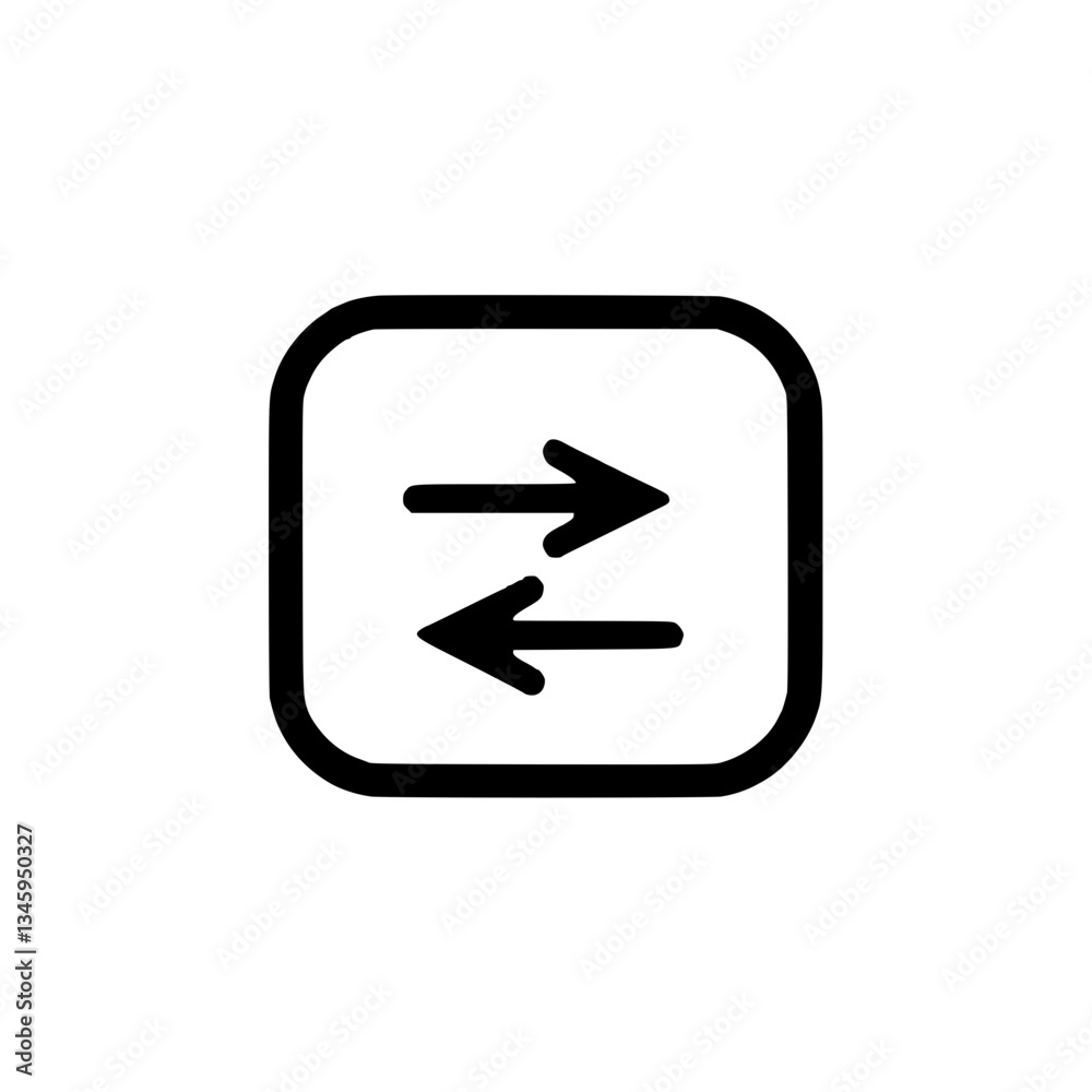 Wall mural two arrows in a square one pointing right and the other left representing exchange direction or comm