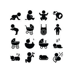 BABY - thin line vector icon set. Pixel perfect. Editable stroke. The set contains icons: Child, Baby baby thin line icons Human newborn baby, toddler or infant flat icon for apps and websites Baby bl