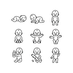 BABY - thin line vector icon set. Pixel perfect. Editable stroke. The set contains icons: Child, Baby baby thin line icons Human newborn baby, toddler or infant flat icon for apps and websites Baby bl