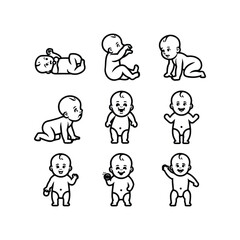 BABY - thin line vector icon set. Pixel perfect. Editable stroke. The set contains icons: Child, Baby baby thin line icons Human newborn baby, toddler or infant flat icon for apps and websites Baby bl
