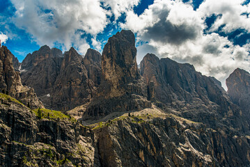 Fototapeta premium Beautiful mountain landscape. View of the Italian Dolomites in South Tyrol, included on the UNESCO list.
