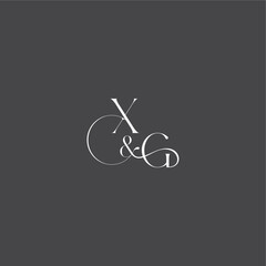 XG letter initial with line luxury curvy style monogram wedding logo concept