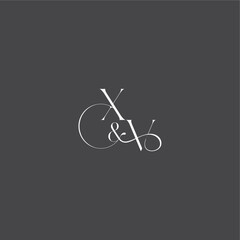 XV letter initial with line luxury curvy style monogram wedding logo concept