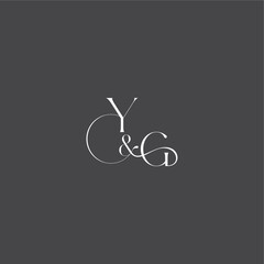 YG letter initial with line luxury curvy style monogram wedding logo concept