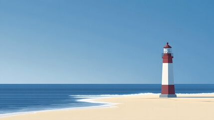 Fototapeta premium lighthouse, sea, ocean, sky, light, coast, beacon, water, white, red, landscape, coastline, navigation, tower, beach, architecture, house, safety, building, travel, island, shore, ship, landmark, blue