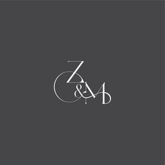 ZM letter initial with line luxury curvy style monogram wedding logo concept