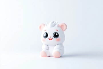 Cute white cartoon hamster figurine