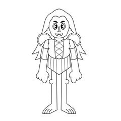 Cartoon character design of forest people woman outline