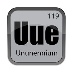 Ununennium element icon. Uue symbol. Number 119. Vector periodic table. Science education