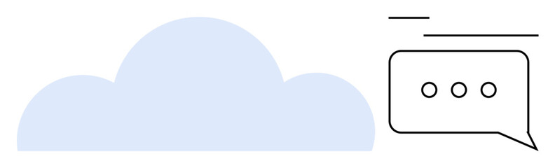 Light blue cloud and chat bubble with three dots representing online messaging, data sharing, digital storage, and cloud-powered interaction. Ideal for communication, technology, collaboration