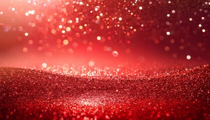 a shimmering red glitter effect on a vibrant gradient background