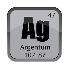 Argentum element icon. Ag symbol. Number 47. Vector periodic table. Science education sign.