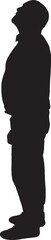 Vector silhouette of a side view of a man standing and looking up