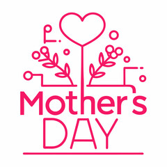 Mother's day card design. happy mothers day with flower design for decoration.