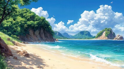 Fototapeta premium Tropical Beach Paradise Sunny Day Ocean View