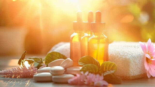 A calming visual emphasizing herbal textures and natural components, representing the balance and beauty of holistic care and traditional wellness practices.