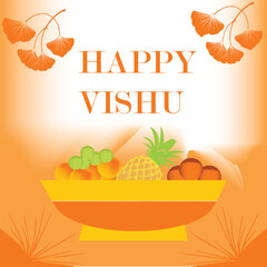 happy vishu day vector design 