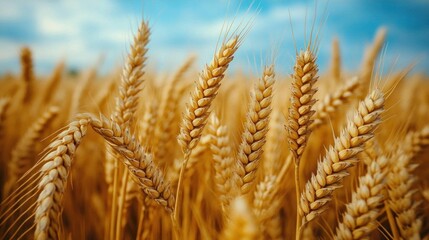 Golden Wheat Field under Sunny Summer Sky