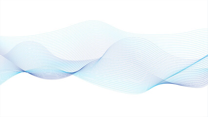 Abstract Blue Wave Lines on White Background