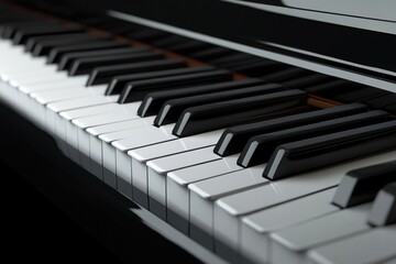 Naklejka premium A detailed view of a piano's black and white keys, ideal for music-related uses